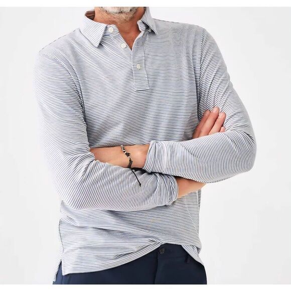 Faherty Polo Top Men's XXL Striped Movement Long Sleeve Madaket Stripe Soft - Picture 1 of 6